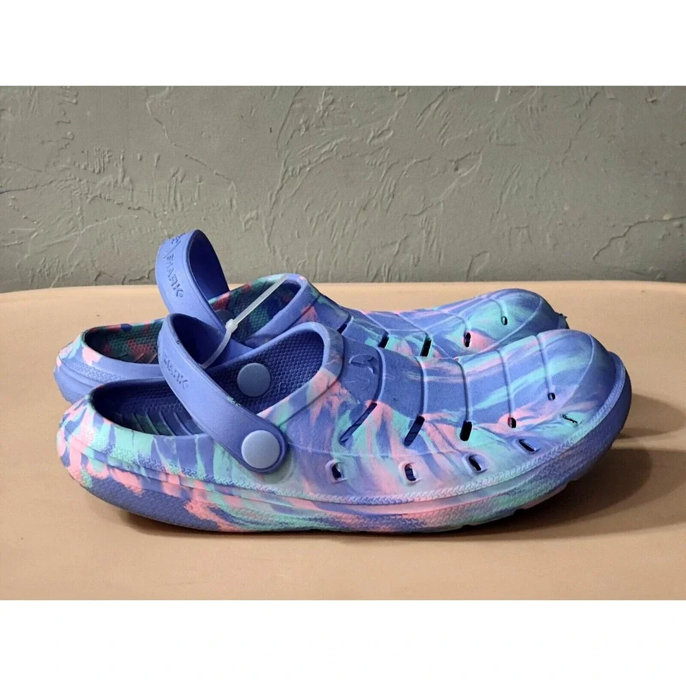 Rugged Shark Crocs Size 10 Youth Tie Dye Slip‎ on Clogs/Shoes-